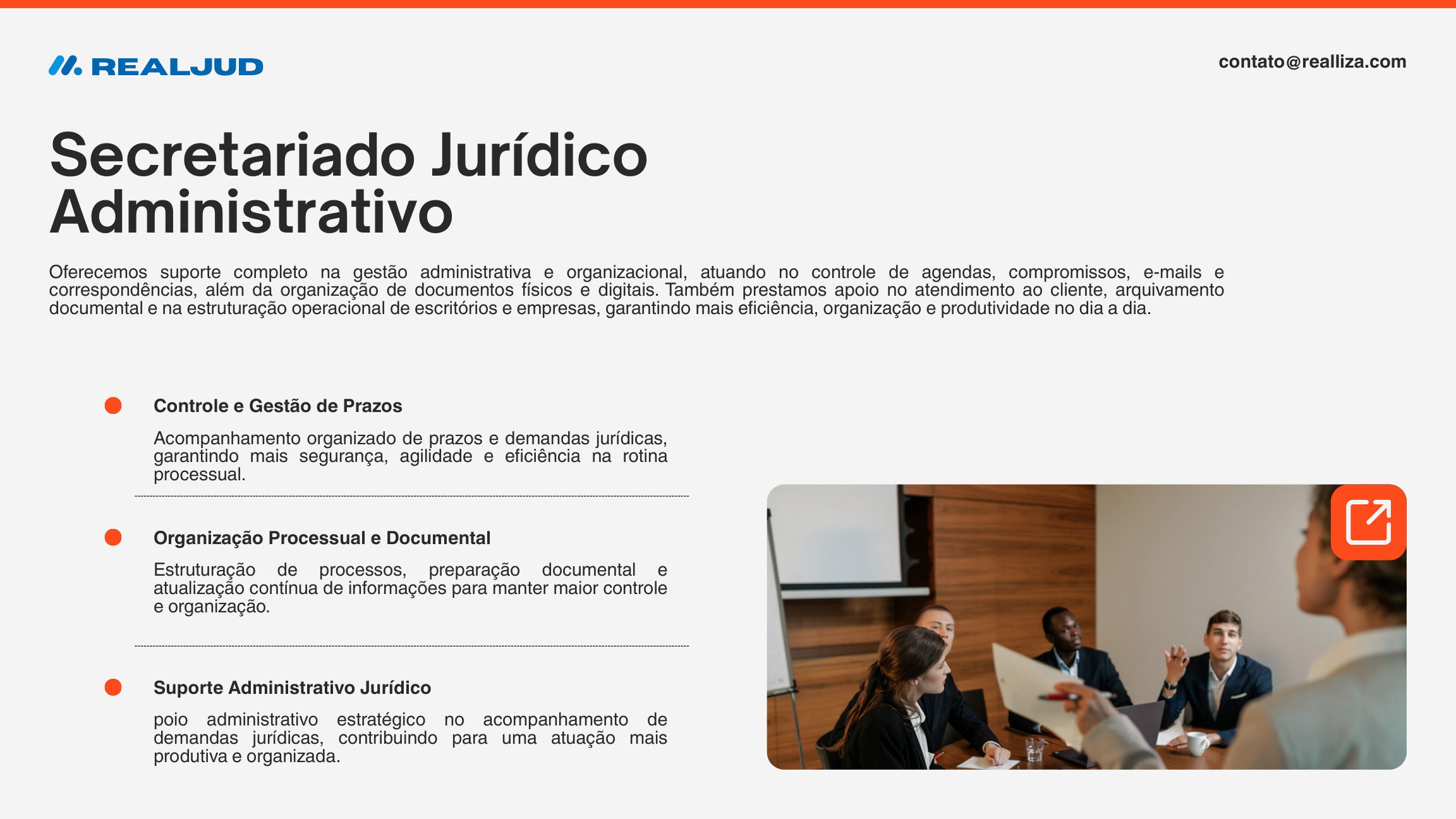 Página sobre secretariado jurídico administrativo