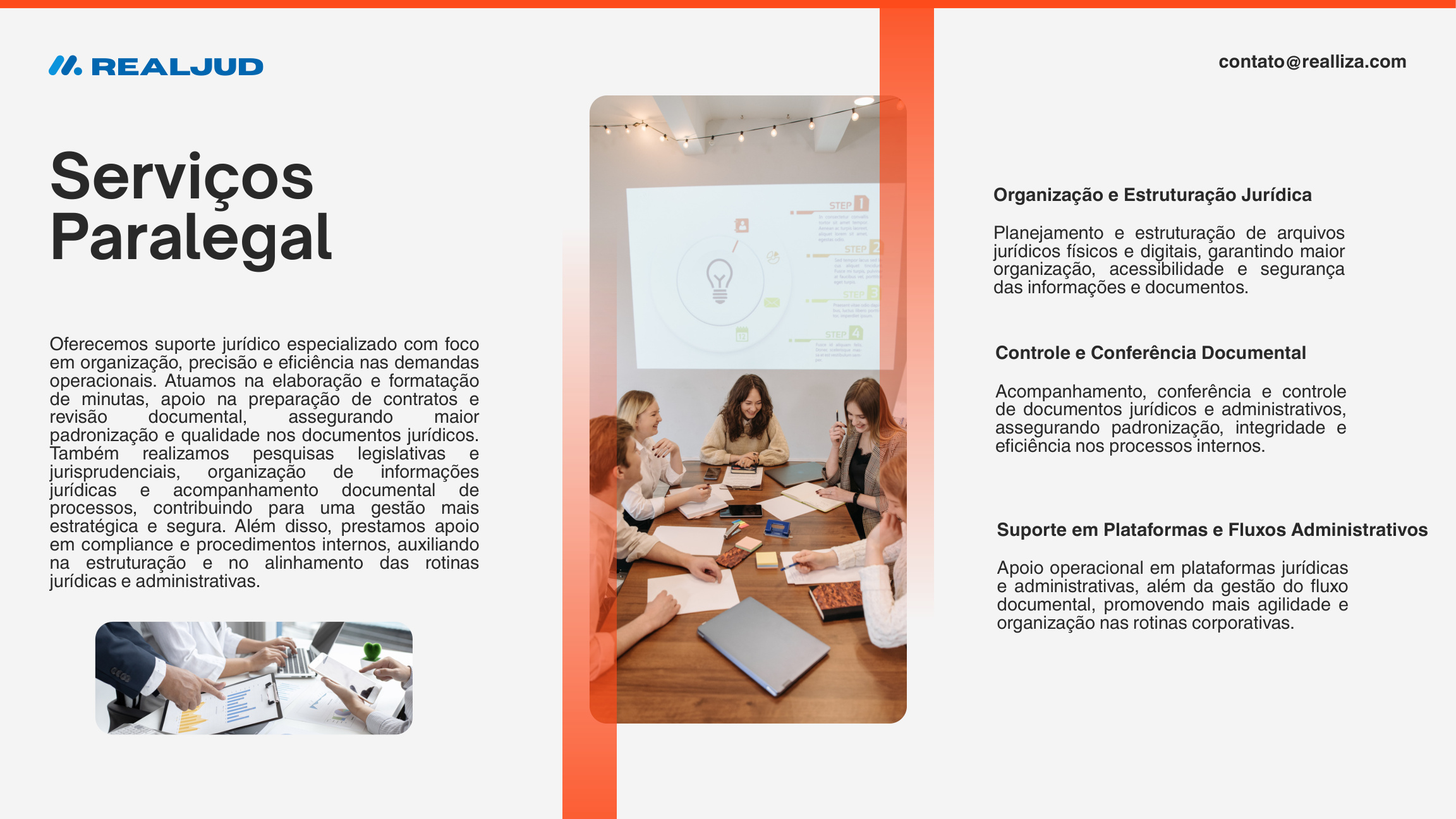 Página sobre serviços paralegal